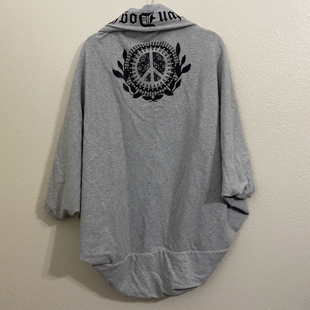 Juicy Couture Womens Sweater Wrap Shrug Size Small Gray Open Front Down Dog